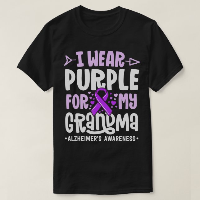 I Wear Purple For My Grandma Alzheimers Family Awa T-Shirt (Design Front)