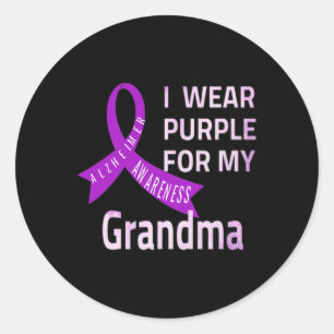 I Wear Purple For My Grandma Heimerheimer Disease  Classic Round Sticker