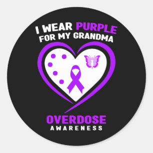I Wear Purple For My Grandma Overdose Awareness 1  Classic Round Sticker