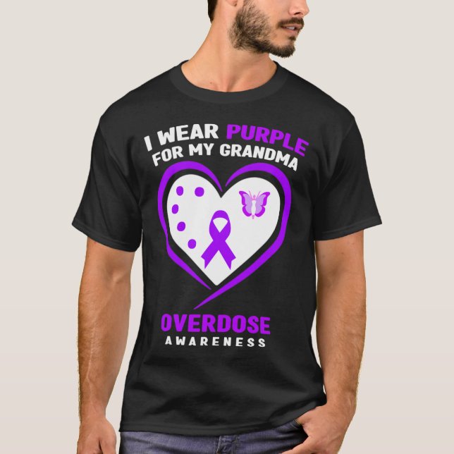 I Wear Purple For My Grandma Overdose Awareness 1  T-Shirt (Front)