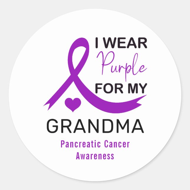 I Wear Purple For My Grandma Pancreatic Cancer Classic Round Sticker (Front)