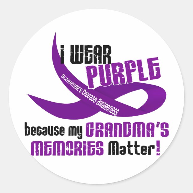 I Wear Purple For My Grandma’s Memories 33 Classic Round Sticker (Front)