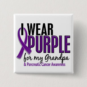 I Wear Purple For My Grandpa 10 Pancreatic Cancer 15 Cm Square Badge