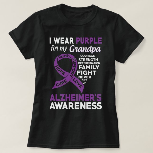 I Wear Purple For My Grandpa Alzheimer'S Awareness T-Shirt (Design Front)