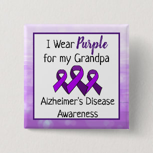 I Wear Purple for My Grandpa Alzheimer's Disease 15 Cm Square Badge