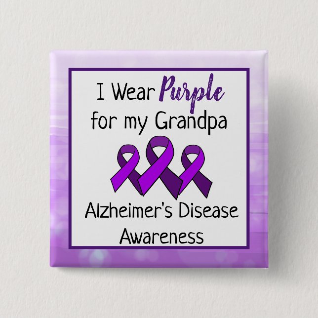 I Wear Purple for My Grandpa Alzheimer's Disease   15 Cm Square Badge (Front)