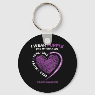 I Wear Purple For My Grandpa Epilepsy Awareness Ki Key Ring