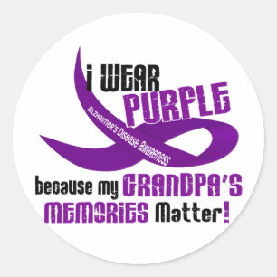 I Wear Purple For My Grandpa’s Memories 33 Classic Round Sticker