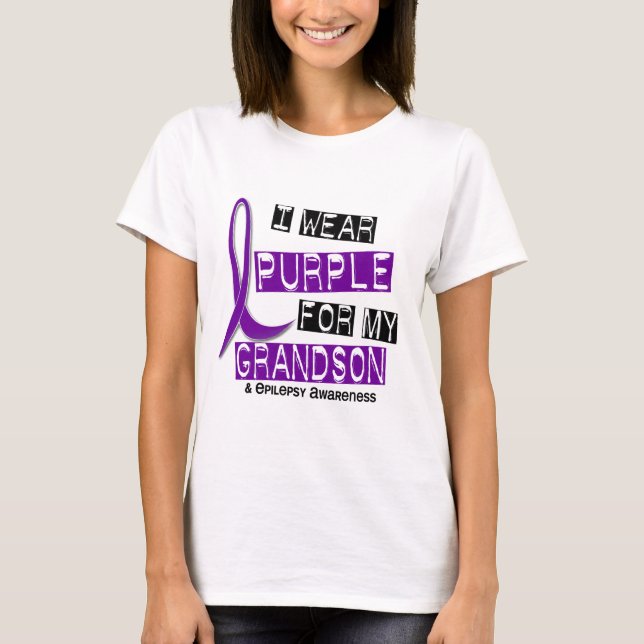 I Wear Purple For My Grandson 37 Epilepsy T-Shirt (Front)