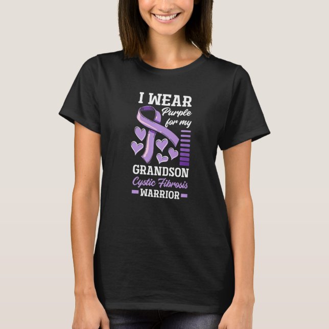I Wear Purple For My Grandson Cystic Fibrosis Awar T-Shirt (Front)