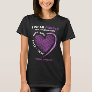 I Wear Purple For My Grandson Epilepsy Awareness M T-Shirt