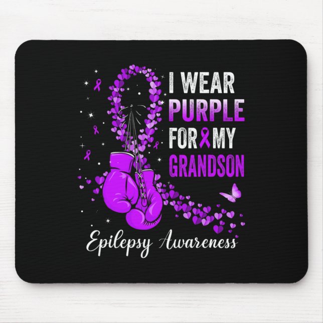 I Wear Purple For My Grandson Epilepsy Awareness R Mouse Pad (Front)