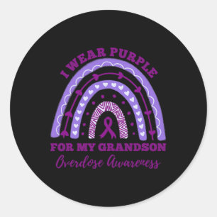 I Wear Purple For My Grandson Overdose Awareness R Classic Round Sticker