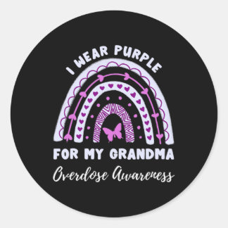 I Wear Purple For My Grandson Overdose Awareness R Classic Round Sticker