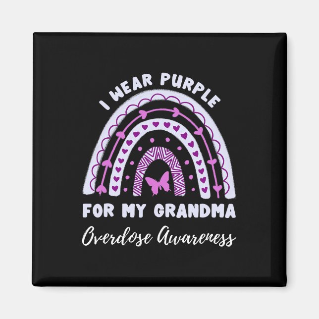 I Wear Purple For My Grandson Overdose Awareness R Magnet (Front)