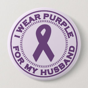 I Wear Purple For My Husband 10 Cm Round Badge