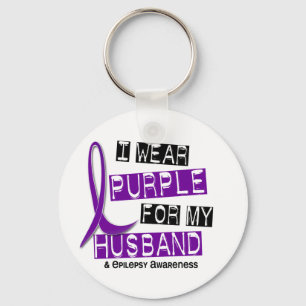 I Wear Purple For My Husband 37 Epilepsy Key Ring