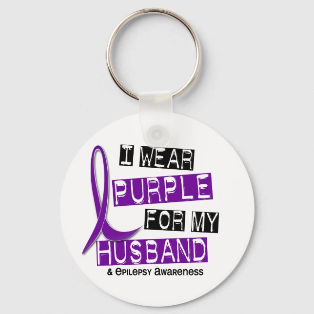 I Wear Purple For My Husband 37 Epilepsy Key Ring (Front)