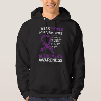 I Wear Purple For My Husband Alzheimer'S Awareness Hoodie