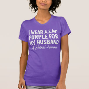 I Wear Purple For My Husband Alzheimer's Awareness T-Shirt