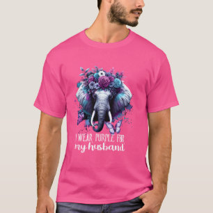 I Wear Purple For My Husband Elephant Alzheimer De T-Shirt