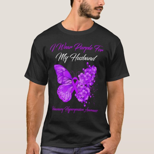 I Wear Purple For My Husband Pulmonary Hyperyensio T-Shirt (Front)