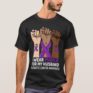 I Wear Purple For My Husbynd Hand Pancreatic Cance T-Shirt
