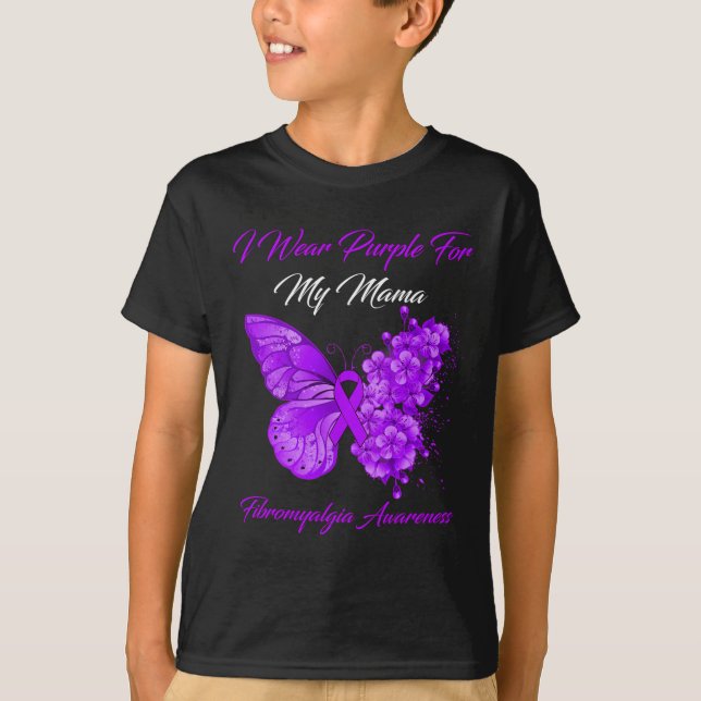 I Wear Purple For My Mama Fibromyalgia Warrior  T-Shirt (Front)