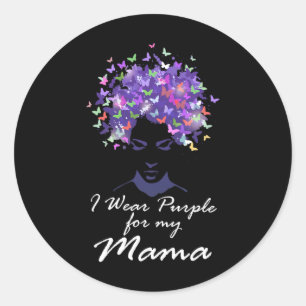 I Wear Purple For My Mama Mum Support Heimerheimer Classic Round Sticker