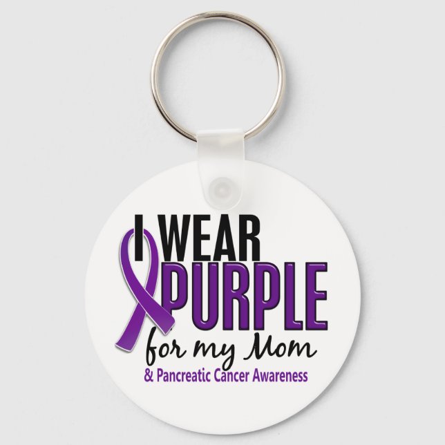 I Wear Purple For My Mom 10 Pancreatic Cancer Key Ring (Front)