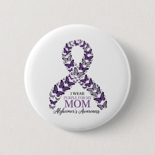 I Wear Purple for My Mum Alzheimer's Awareness 6 Cm Round Badge