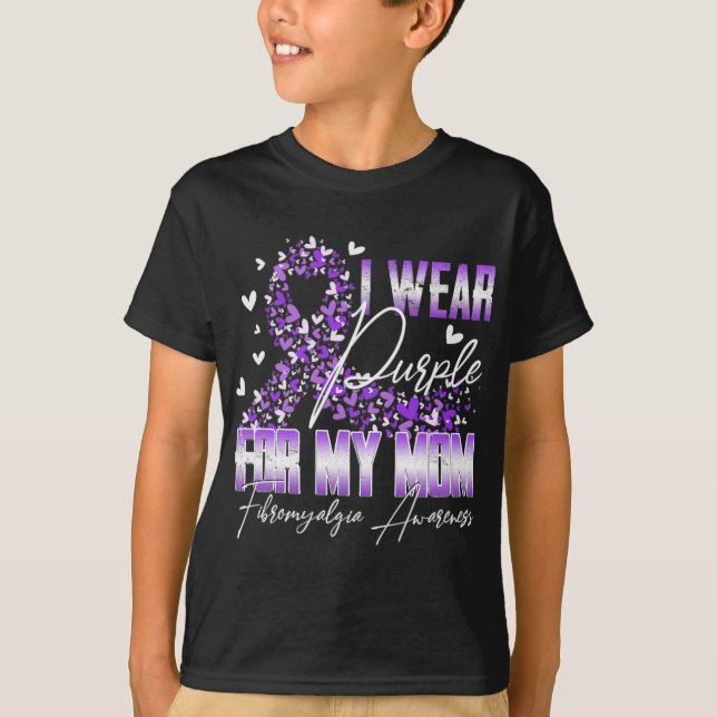 I Wear Purple For My Mum Fibromyalgia Awareness Ri T-Shirt (Front)