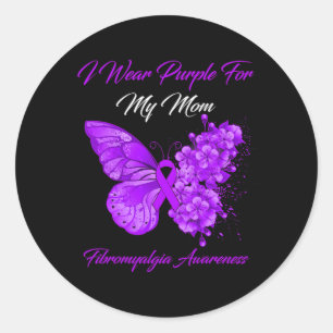 I Wear Purple For My Mum Fibromyalgia Warrior Classic Round Sticker
