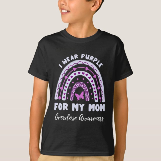 I Wear Purple For My Mum Overdose Awareness Rainbo T-Shirt (Front)