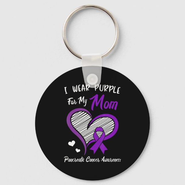 I wear Purple for my Mum Pancreatic Cancer Awarene Key Ring (Front)
