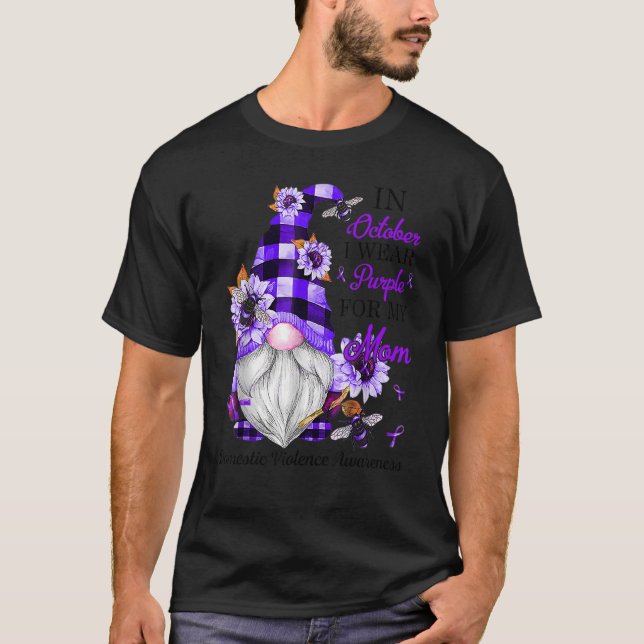 I Wear Purple For My Mum Purple Gnome Domestic Vio T-Shirt (Front)