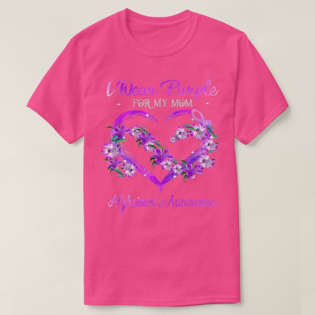 I Wear Purple For My Mum Purple Ribbon Alzheimer's T-Shirt (Design Front)