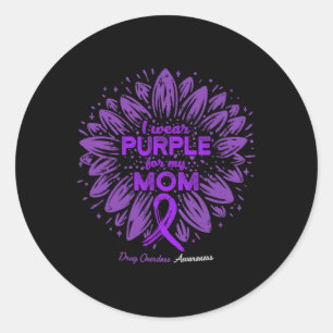 I Wear Purple For My Mum Sunflower Drug Overdose A Classic Round Sticker