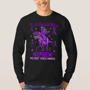 I Wear Purple For My Nephew Military Kids Child Mo T-Shirt