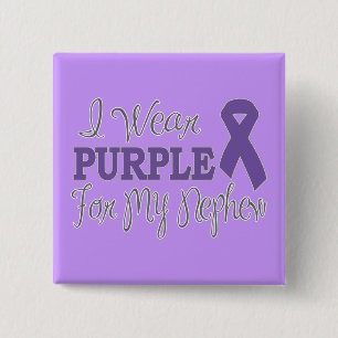 I Wear Purple For My Nephew (Purple Ribbon) 15 Cm Square Badge
