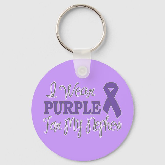 I Wear Purple For My Nephew (Purple Ribbon) Key Ring (Front)