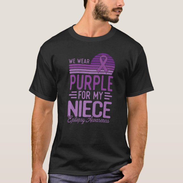 I Wear Purple For My Niece Epilepsy Awareness Retr T-Shirt (Front)