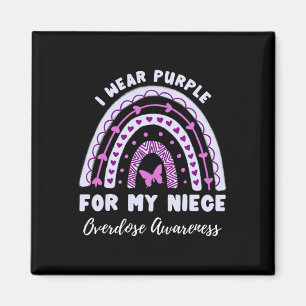 I Wear Purple For My Niece Overdose Awareness Rain Magnet