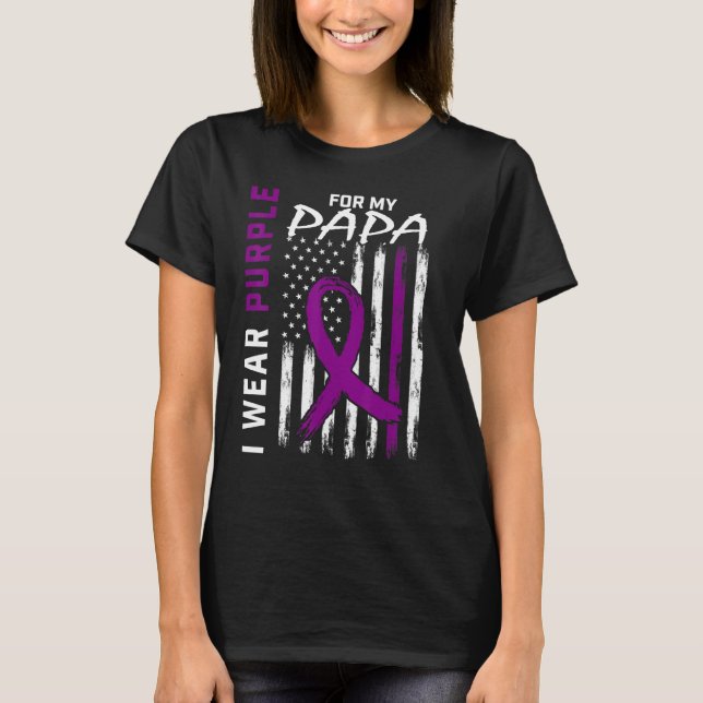 I Wear Purple For My Papa Epilepsy Awareness Ameri T-Shirt (Front)