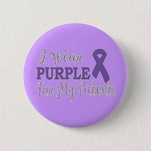 I Wear Purple For My Patients (Purple Ribbon) 6 Cm Round Badge