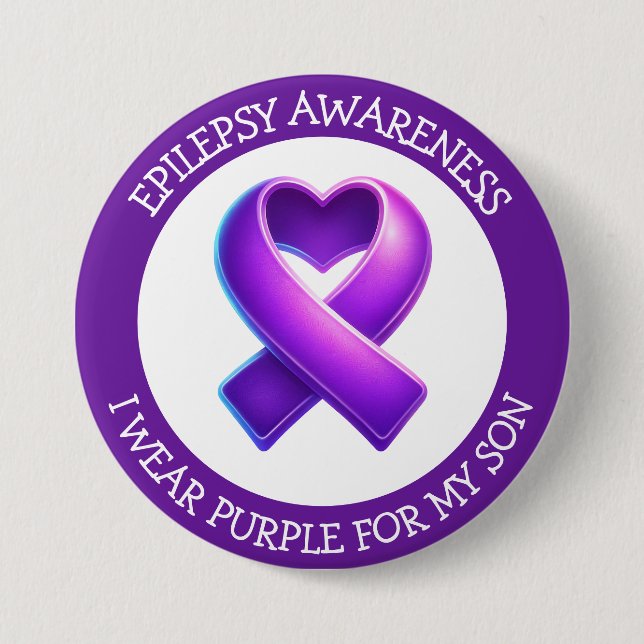 I Wear Purple for my Son | Epilepsy Awareness 7.5 Cm Round Badge (Front)