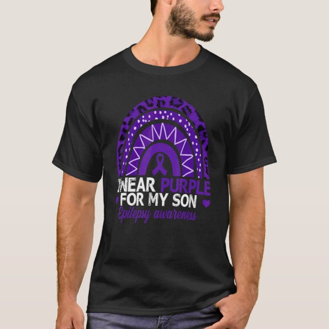 I Wear Purple For My Son Epilepsy Awareness Boho R T-Shirt (Front)