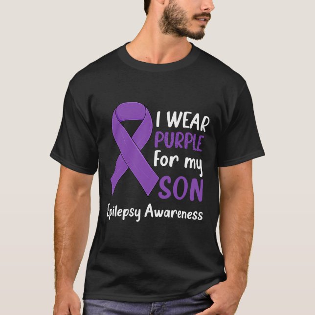 I Wear Purple for My Son Epilepsy Awareness Epilep T-Shirt (Front)