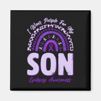I Wear Purple For My Son Epilepsy Awareness Rainbo Magnet