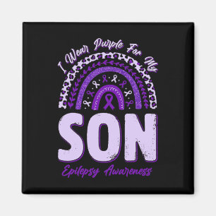 I Wear Purple For My Son Epilepsy Awareness Rainbo Magnet